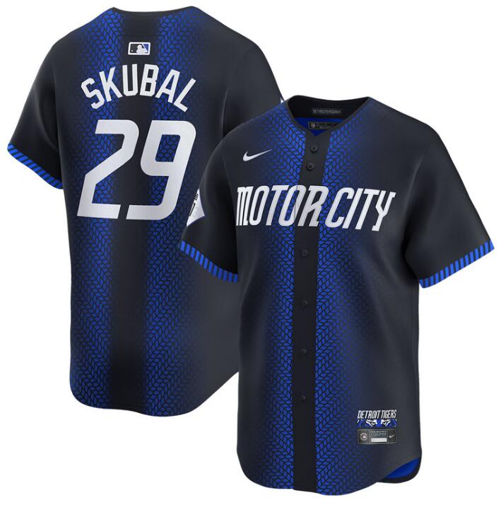Men's Detroit Tigers #29 Tarik Skubal 2024 Navy City Connect Cool Base Limited Stitched Jersey